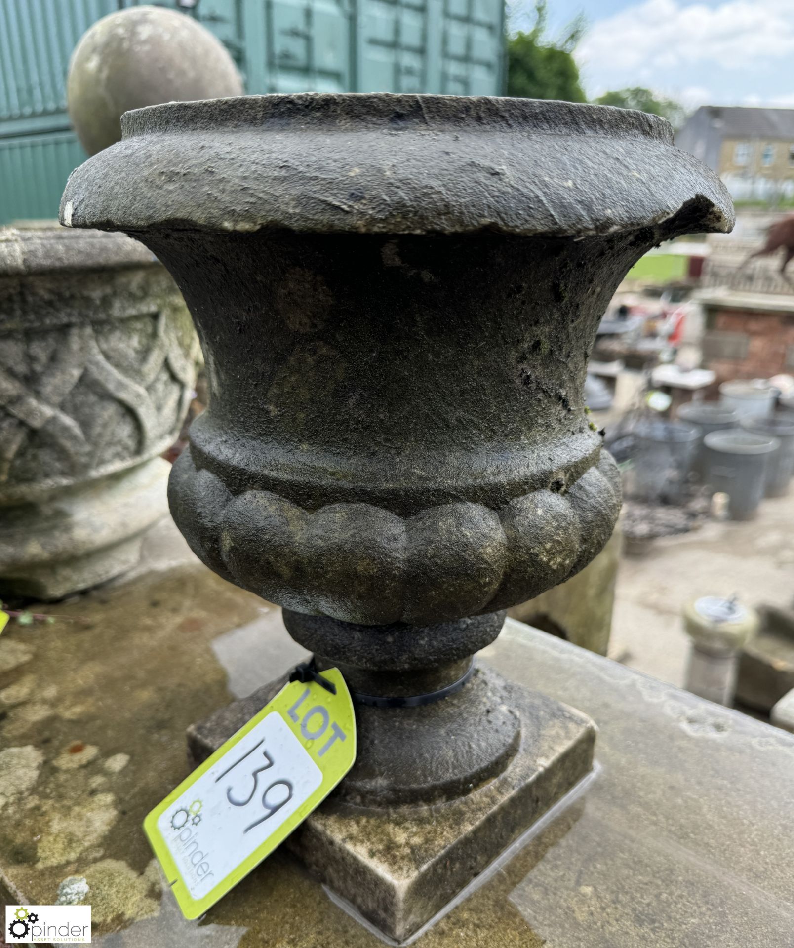 A Victorian statuary white marble Garden Urn, with gadrooning decoration, approx. 12in x 10in
