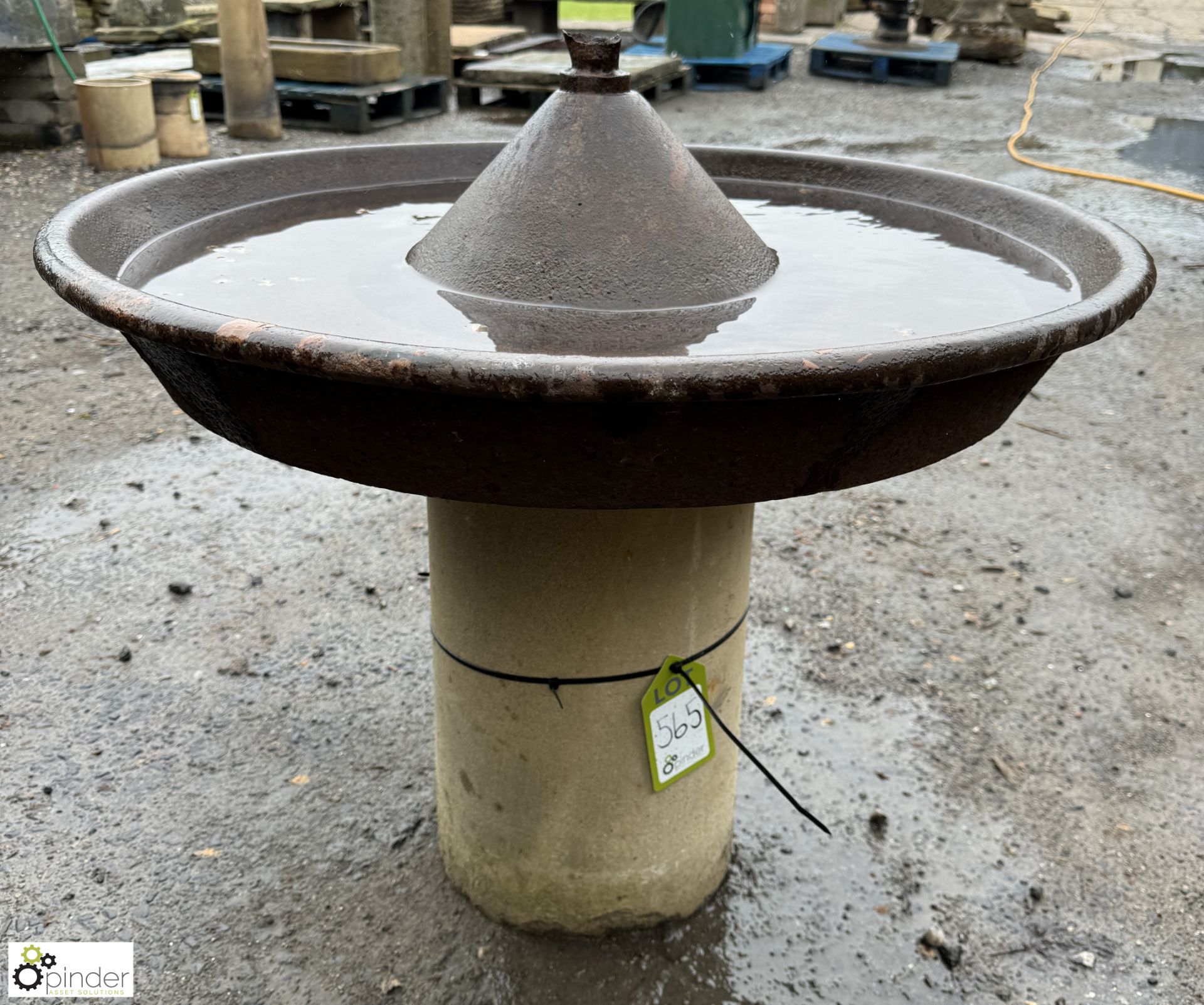 A Yorkshire stone and cast iron Birdbath, approx.