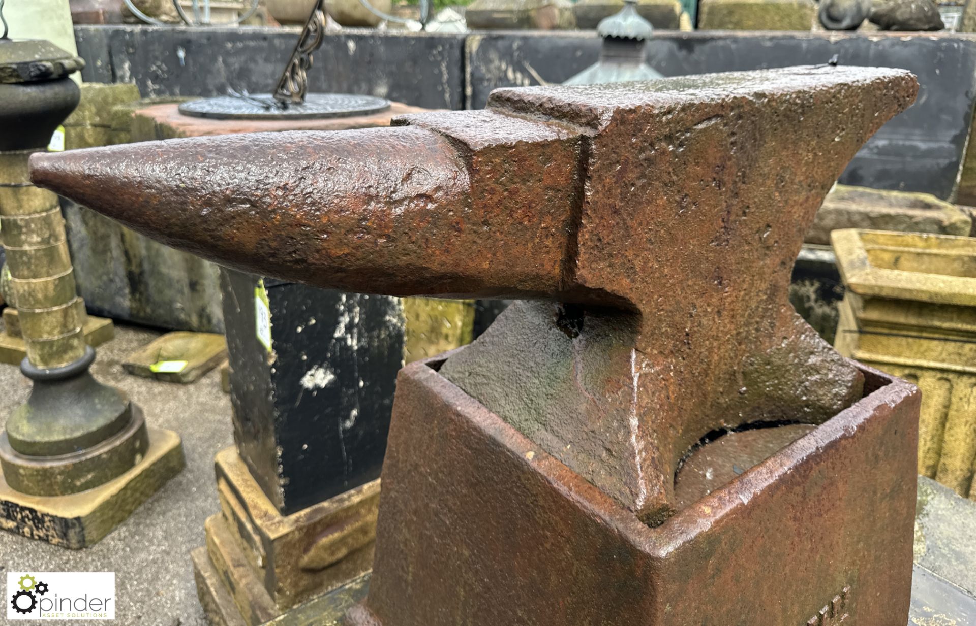 An original Georgian blacksmith Anvil, on an original cast iron base with maker’s mark “Carter’s - Image 3 of 8