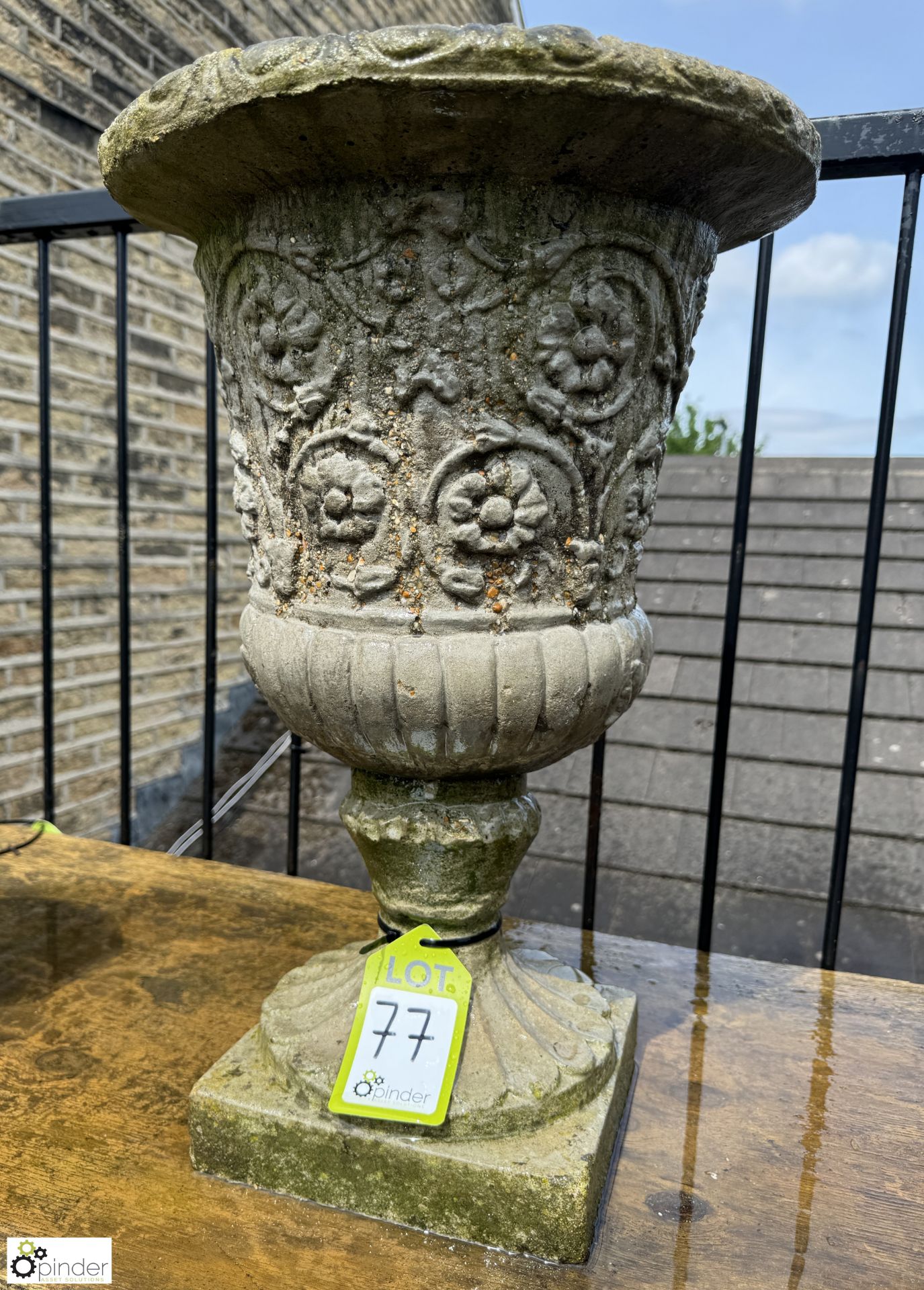 A pair reconstituted stone Planters, with egg and dart floral and gadrooning decorations, approx. - Image 2 of 8