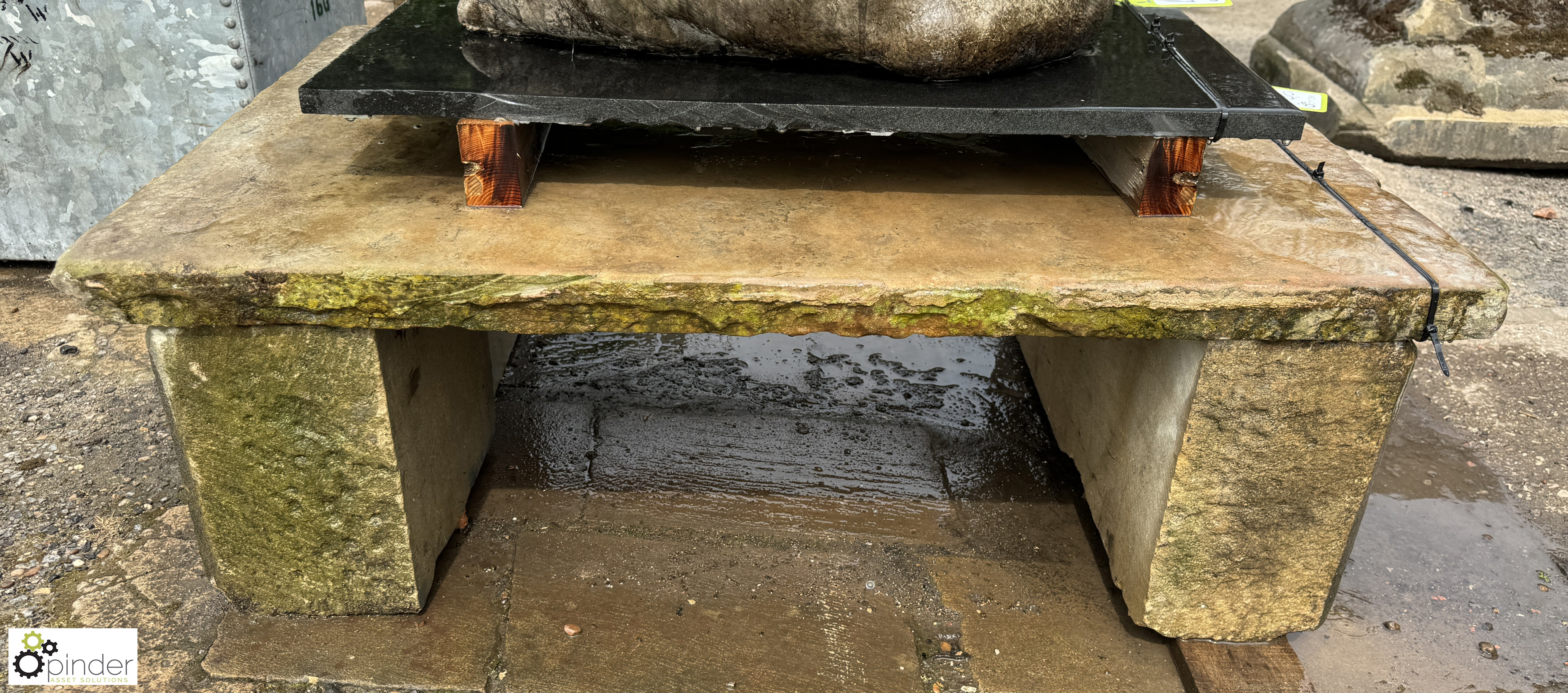 A Yorkshire stone Garden Table, approx. 14in x 28in x 43in - Bild 3 aus 5