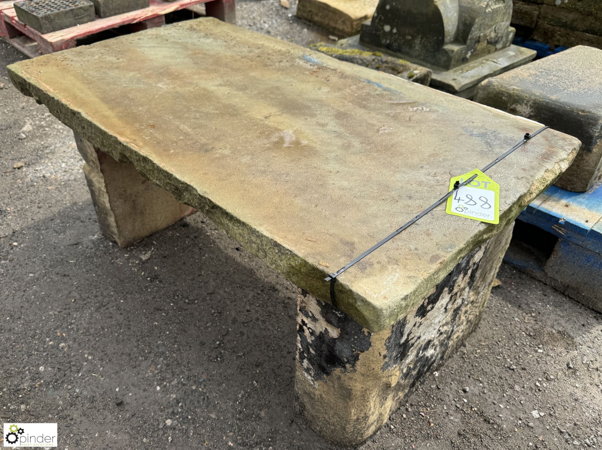 A Yorkshire stone Garden Table, approx. 18in x 22in x 38in - Image 2 of 5