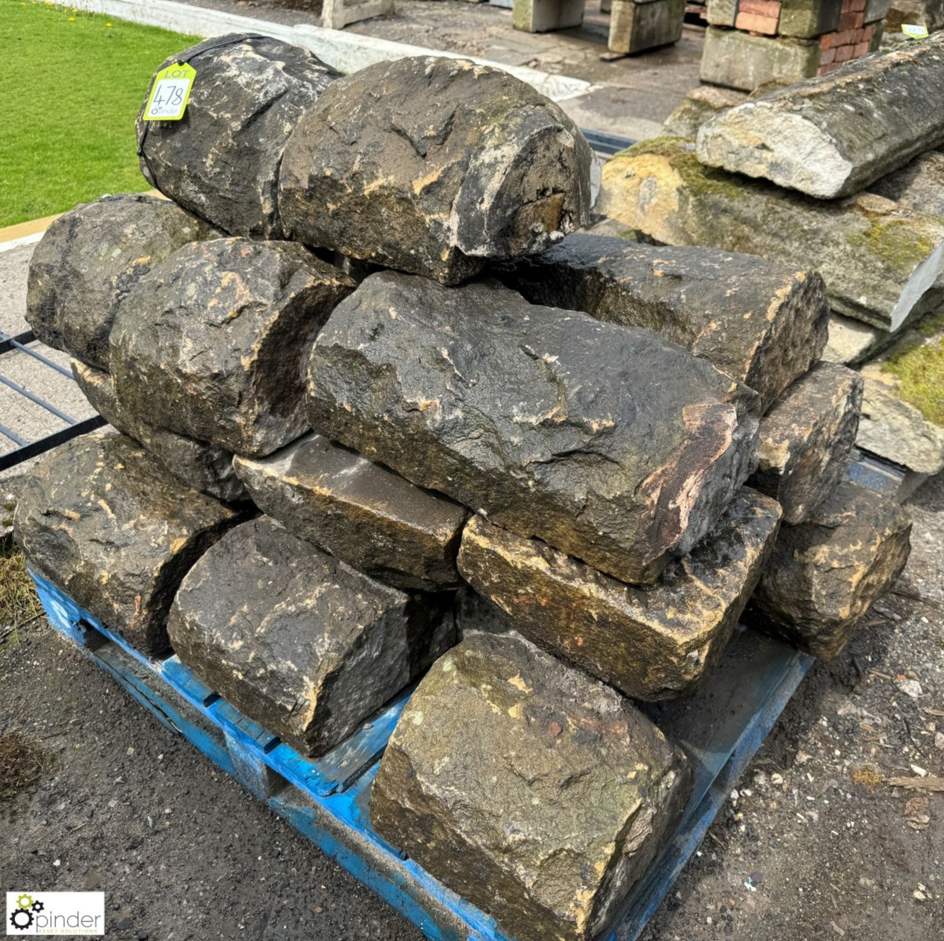 A pallet approx. 9 linear metres of reclaimed Victorian Yorkshire stone Hogback Wall Tops, approx. - Image 5 of 7