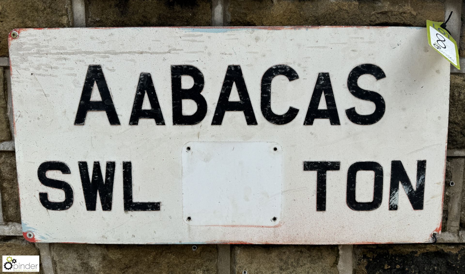 A cast aluminium Crane Sign “Aabacas standard weight load/ton”, approx. 15in x 30in long - Image 2 of 3
