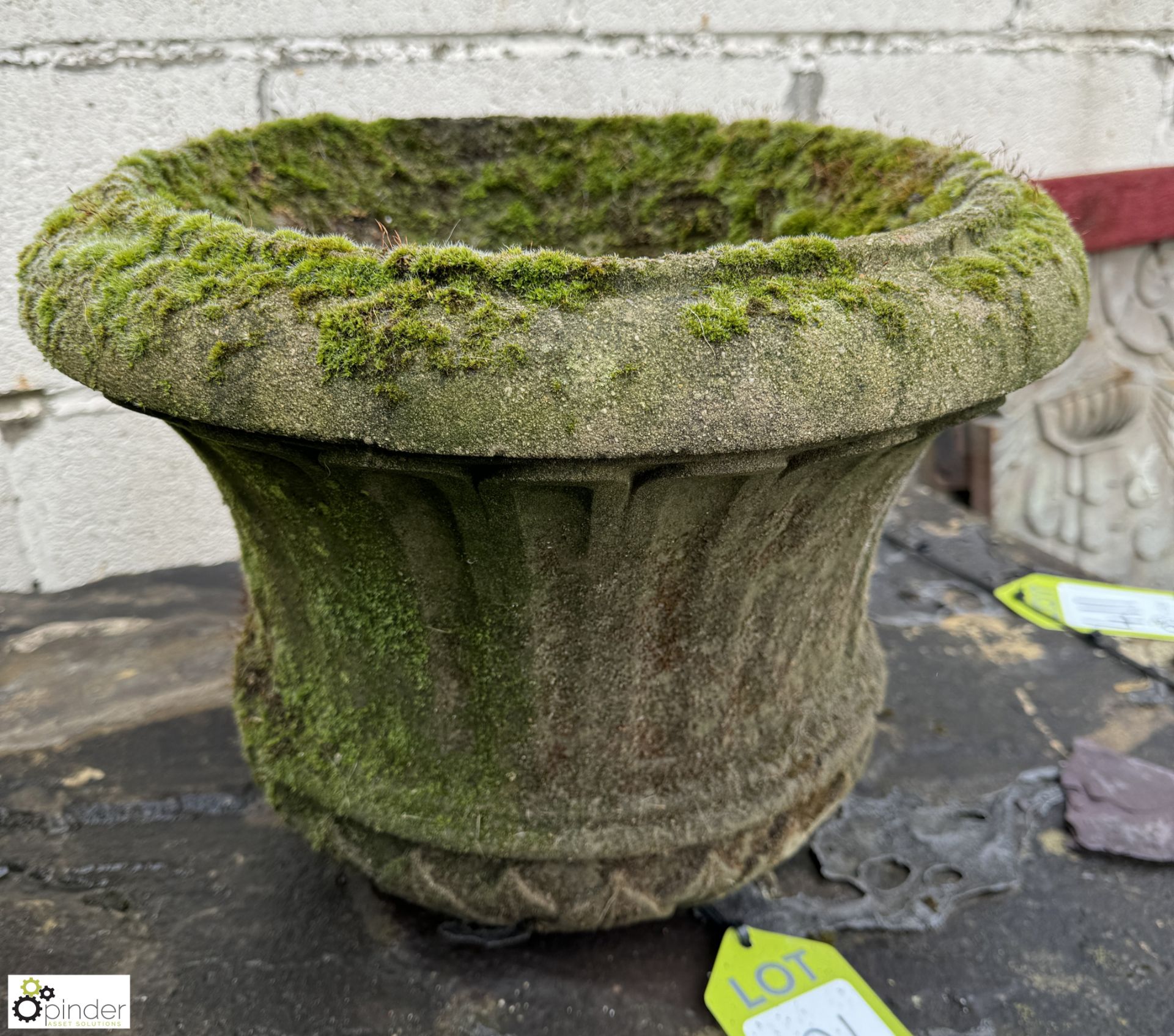 A pair reconstituted stone Planters, with fluted decoration, approx. 12in x 16in diameter, circa mid - Image 5 of 7