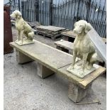 A large reclaimed Garden Dog Bench, (retriever dog