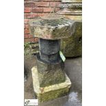 A 4-tier Yorkshire and Cheshire sandstone Sundial Plinth, with bronze sundial plate with Roman