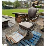 A Victorian cast iron and leather Dentist Chair, with working hydraulic pump for height adjustment