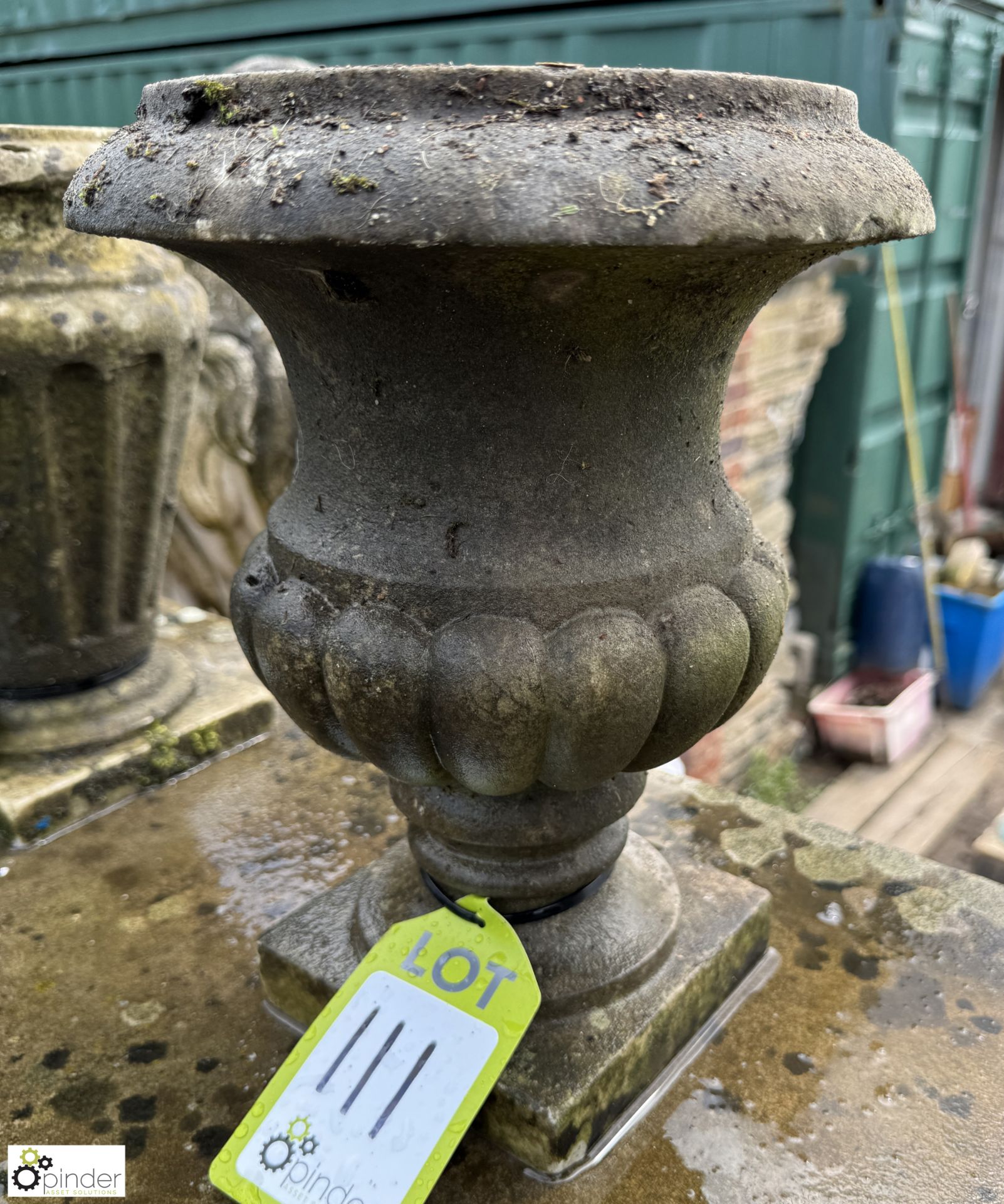 A Victorian statuary white marble Garden Urn, with gadrooning decoration, approx. 12in x 10in - Image 3 of 5