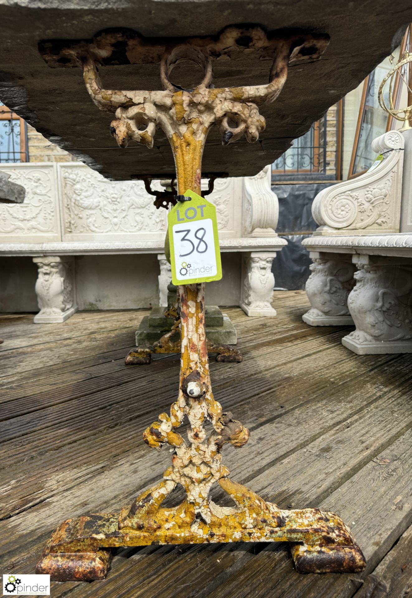 An original Victorian cast iron Conservatory Table Base, with original stretcher, approx. 29in x - Image 3 of 8