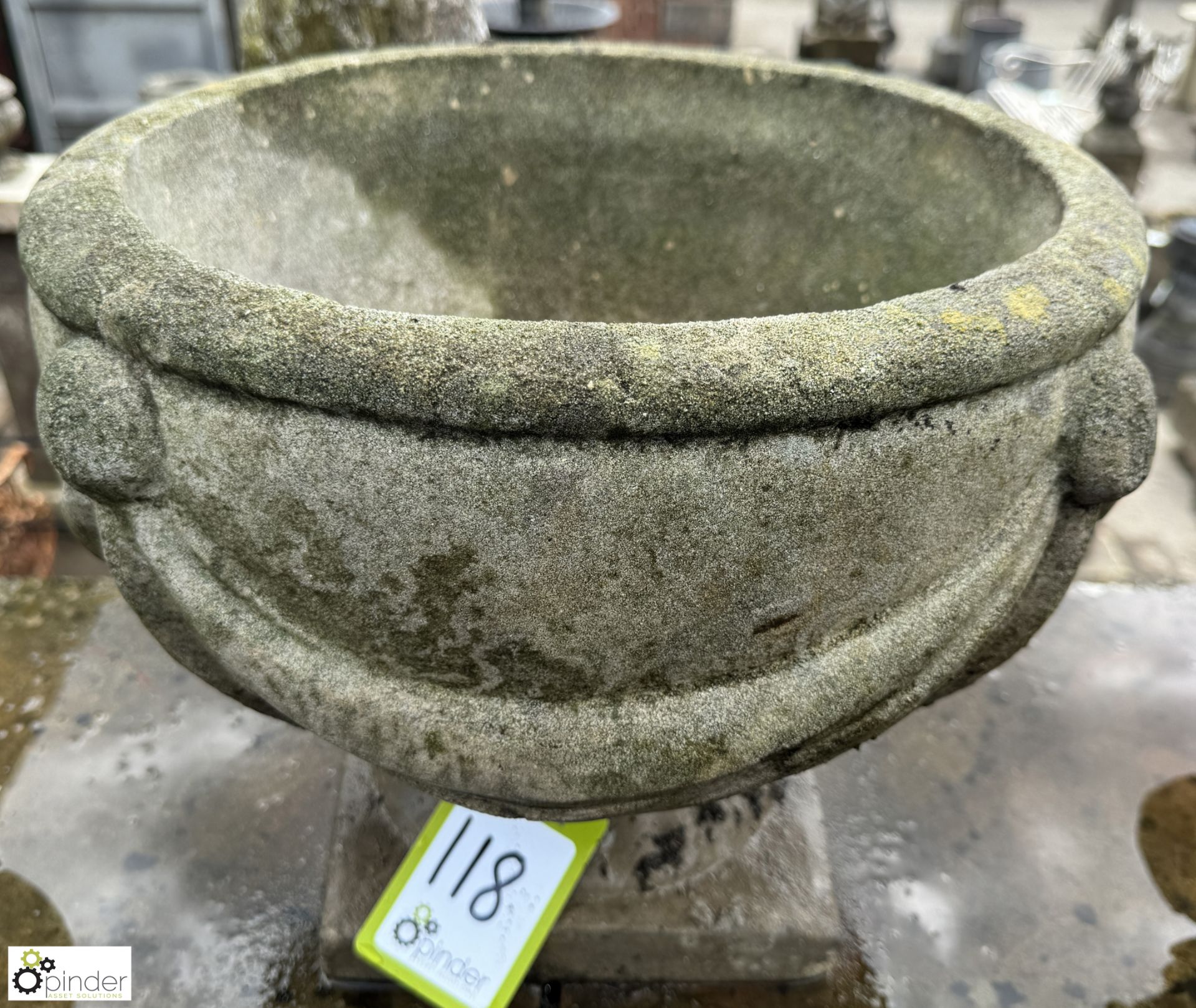A reconstituted stone Garden Urn, with swag decoration, approx. 14in x 17in diameter - Image 2 of 4