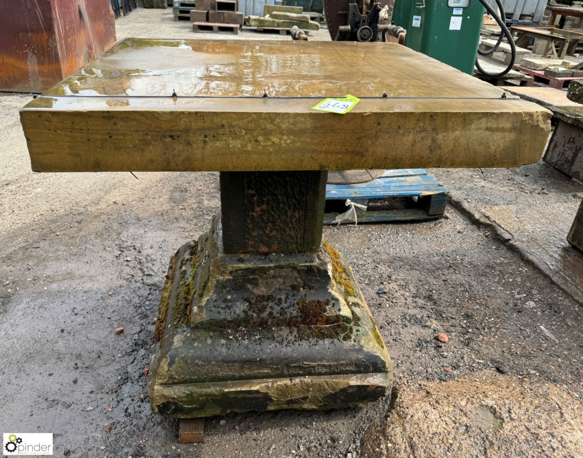 A reclaimed Yorkshire stone Garden Table, approx. 39in x 37in x 37in