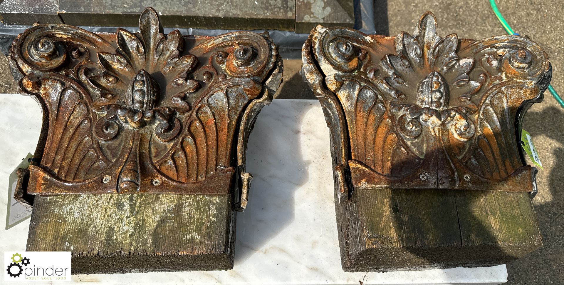 2 cast iron decorative Capital Tops, with matching side pieces, originally from the Paramount and