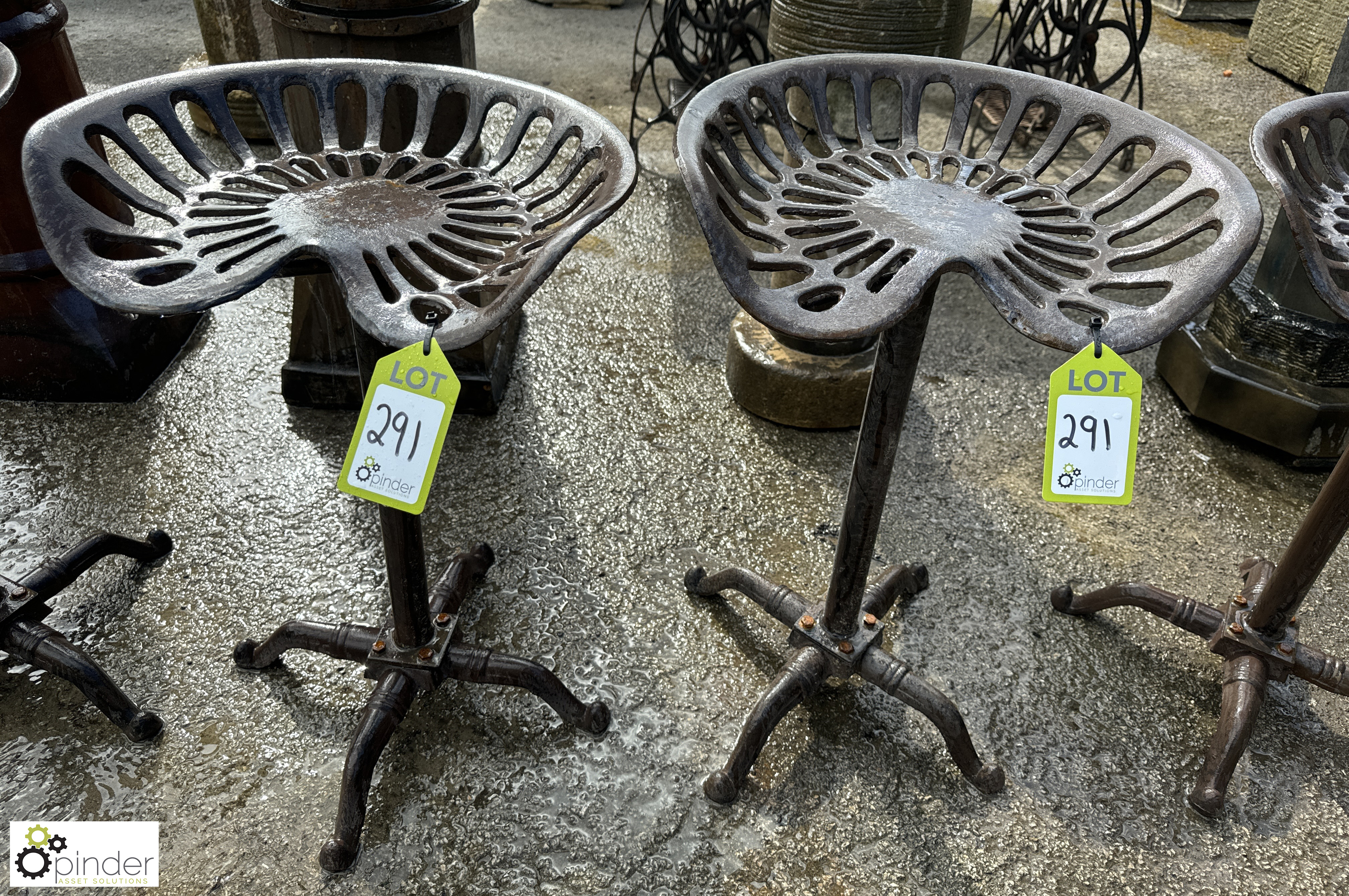 A pair cast iron Bar Stools, approx. 27in, circa mid to late 1900s