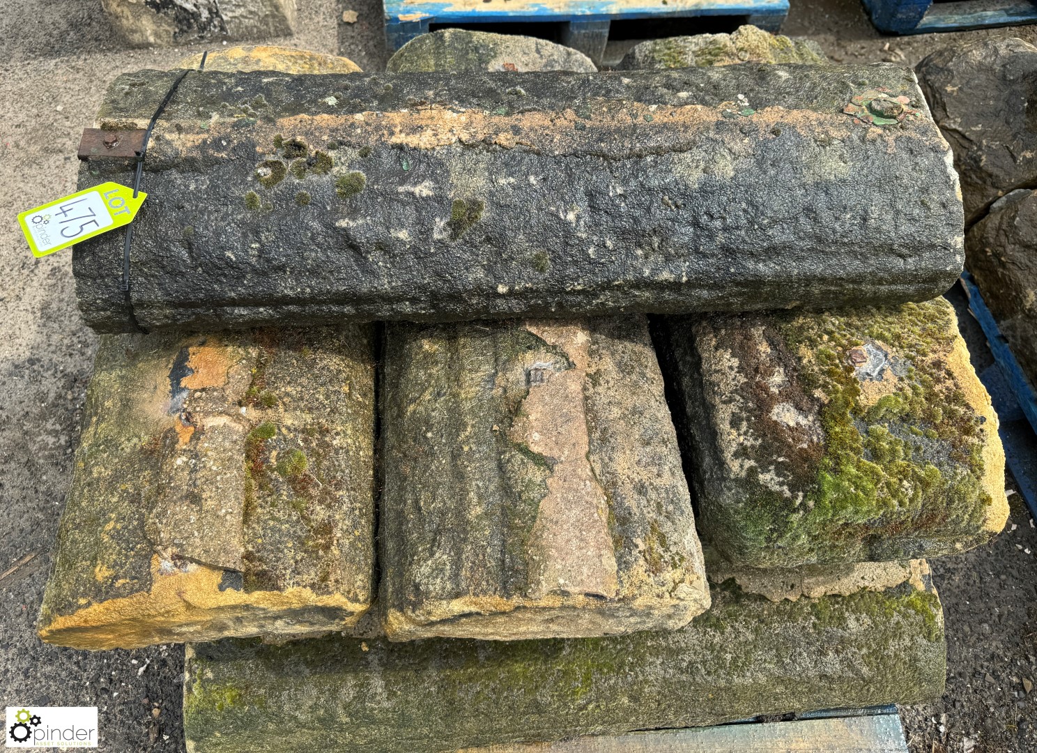 A pallet approx. 8.5 linear metres reclaimed Victorian Yorkshire stone Hogback Coping, approx. 6in x - Image 2 of 5