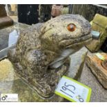 A reconstituted stone Frog Fountain Head, with copper waterspout, approx. 7in, circa early to mid