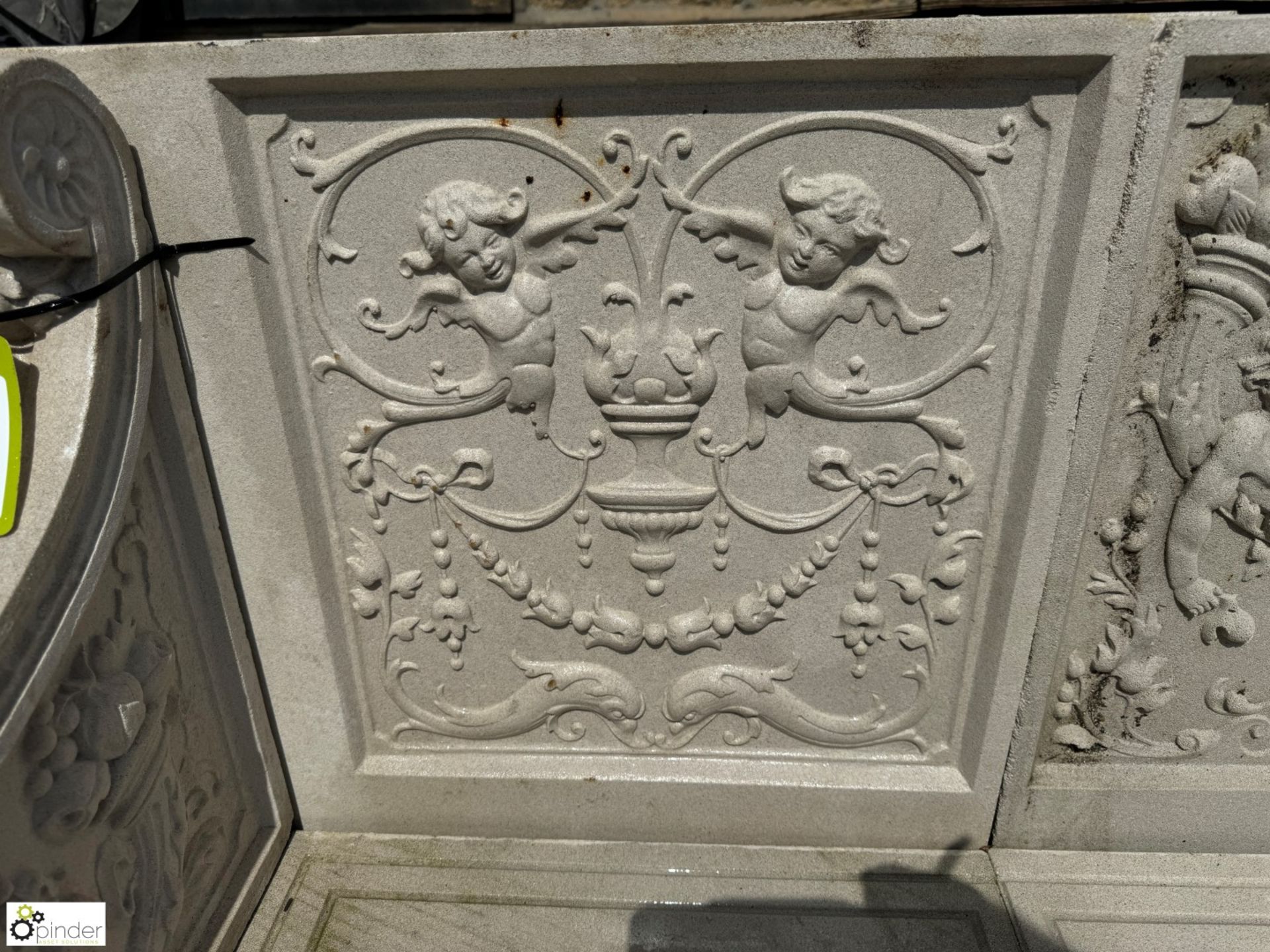 A reconstituted Haddonstone Garden Bench, with classical decoration by Raphael, approx. 40in x 86in - Image 6 of 11