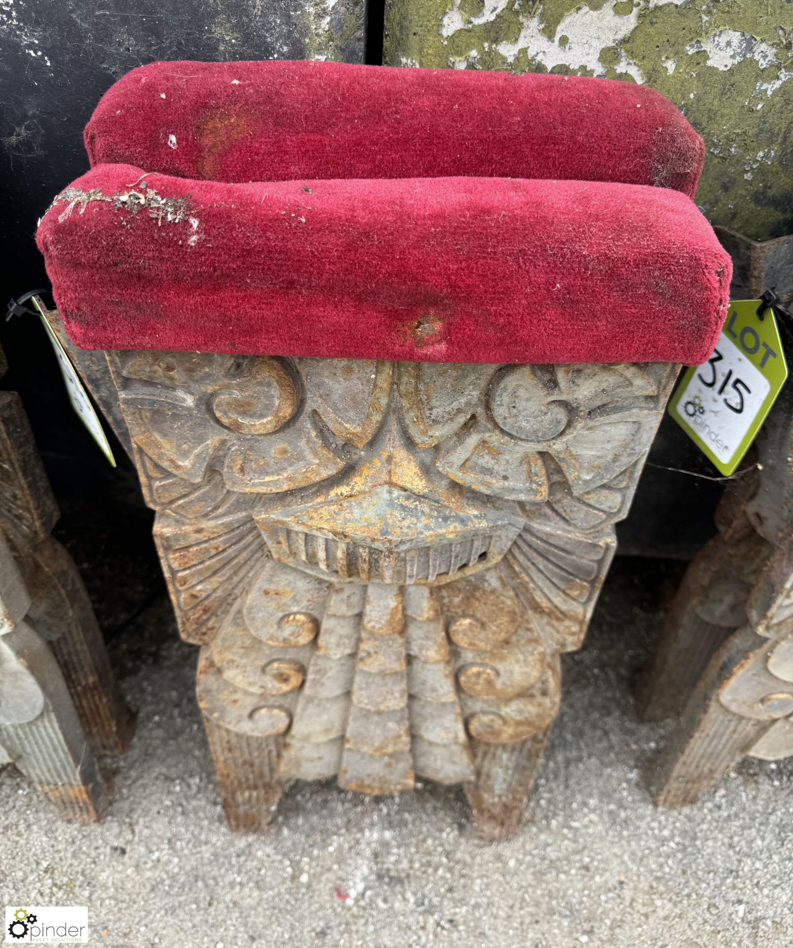 An original pair Art Deco cast iron Cinema Seat Ends, approx. 23in x 11in, from the Paramount - Image 2 of 7