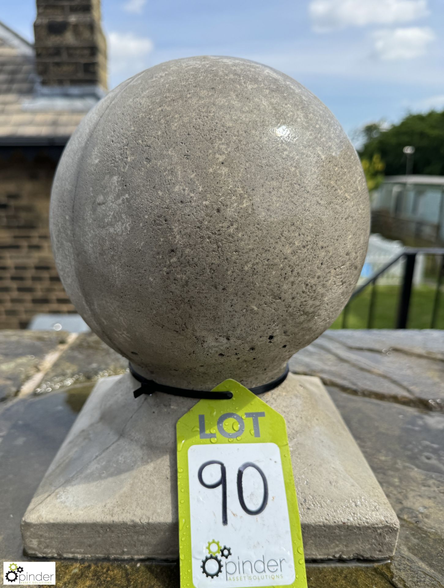 A pair reconstituted stone Ball Finials/Pier Caps, approx. 11in x 8in diameter - Image 3 of 7