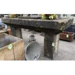 A large Yorkshire stone Courtyard/Feed Trough, originally used for tethering horses, approx. 44in
