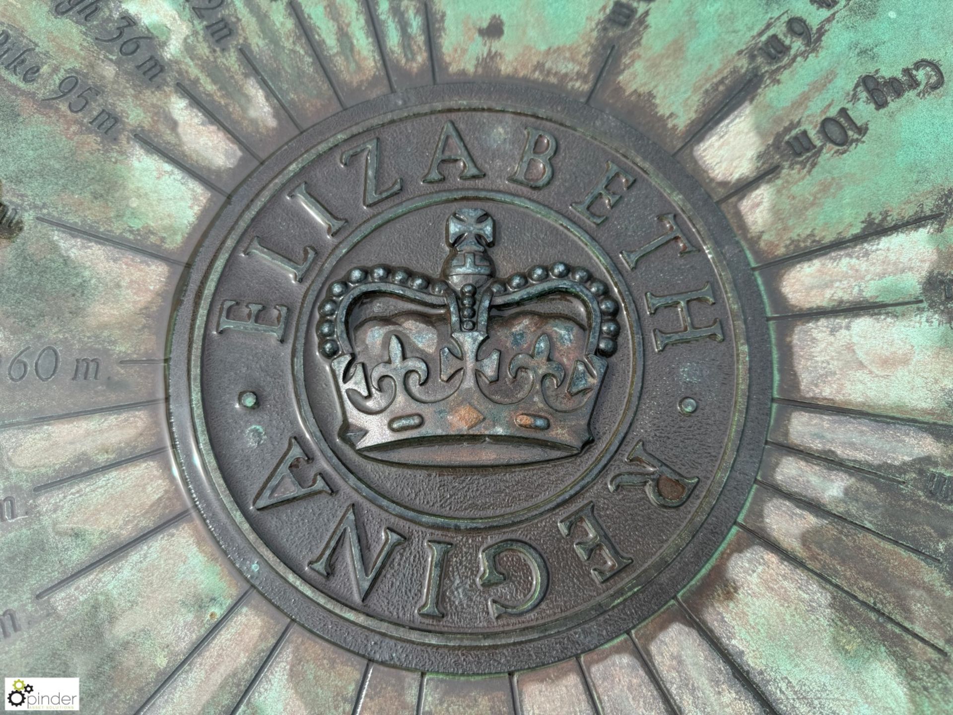 A large bronze Plaque depicting the 4 points of a compass, North, East, South, West, with a crown - Image 3 of 9
