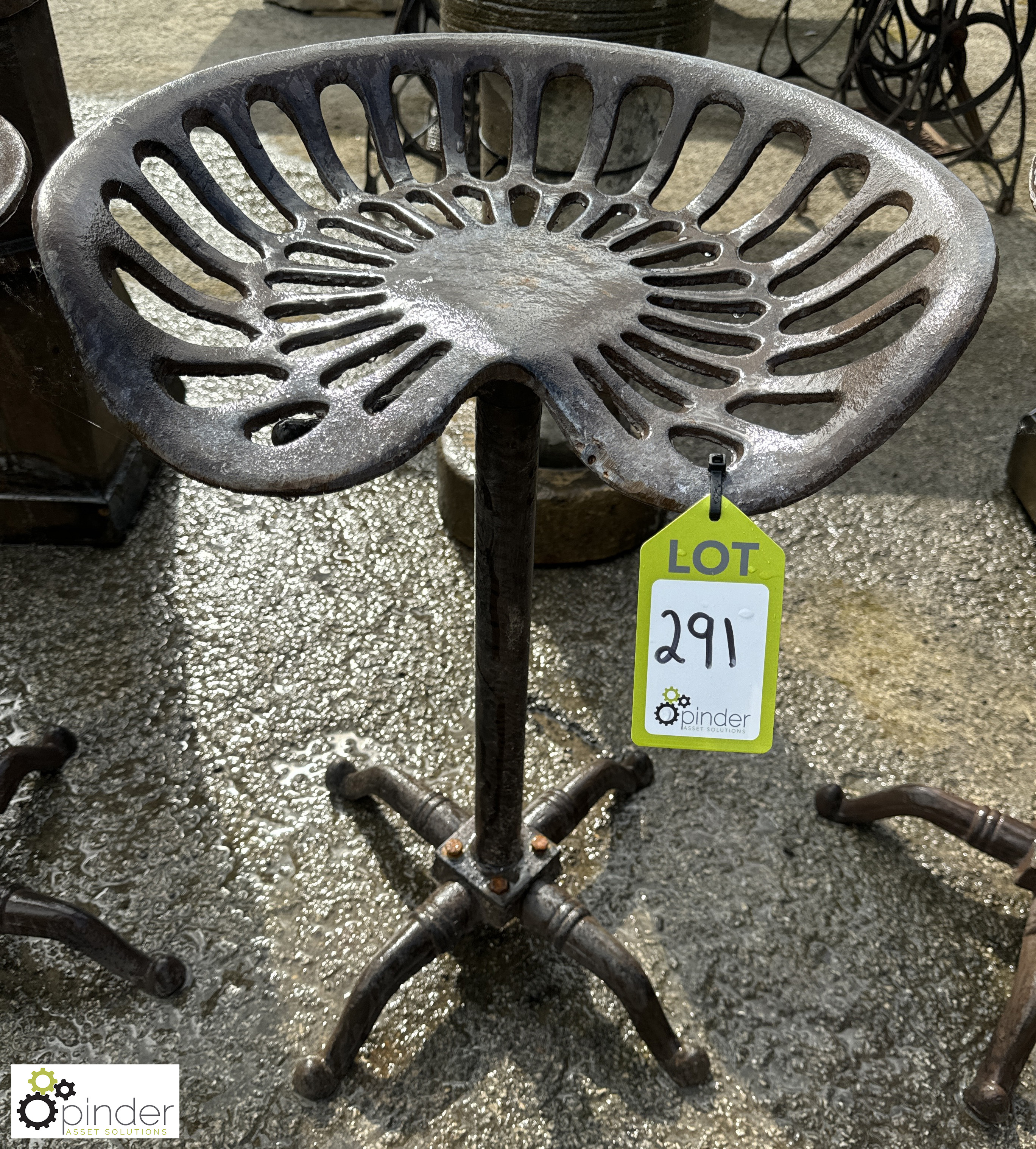 A pair cast iron Bar Stools, approx. 27in, circa mid to late 1900s - Image 3 of 4