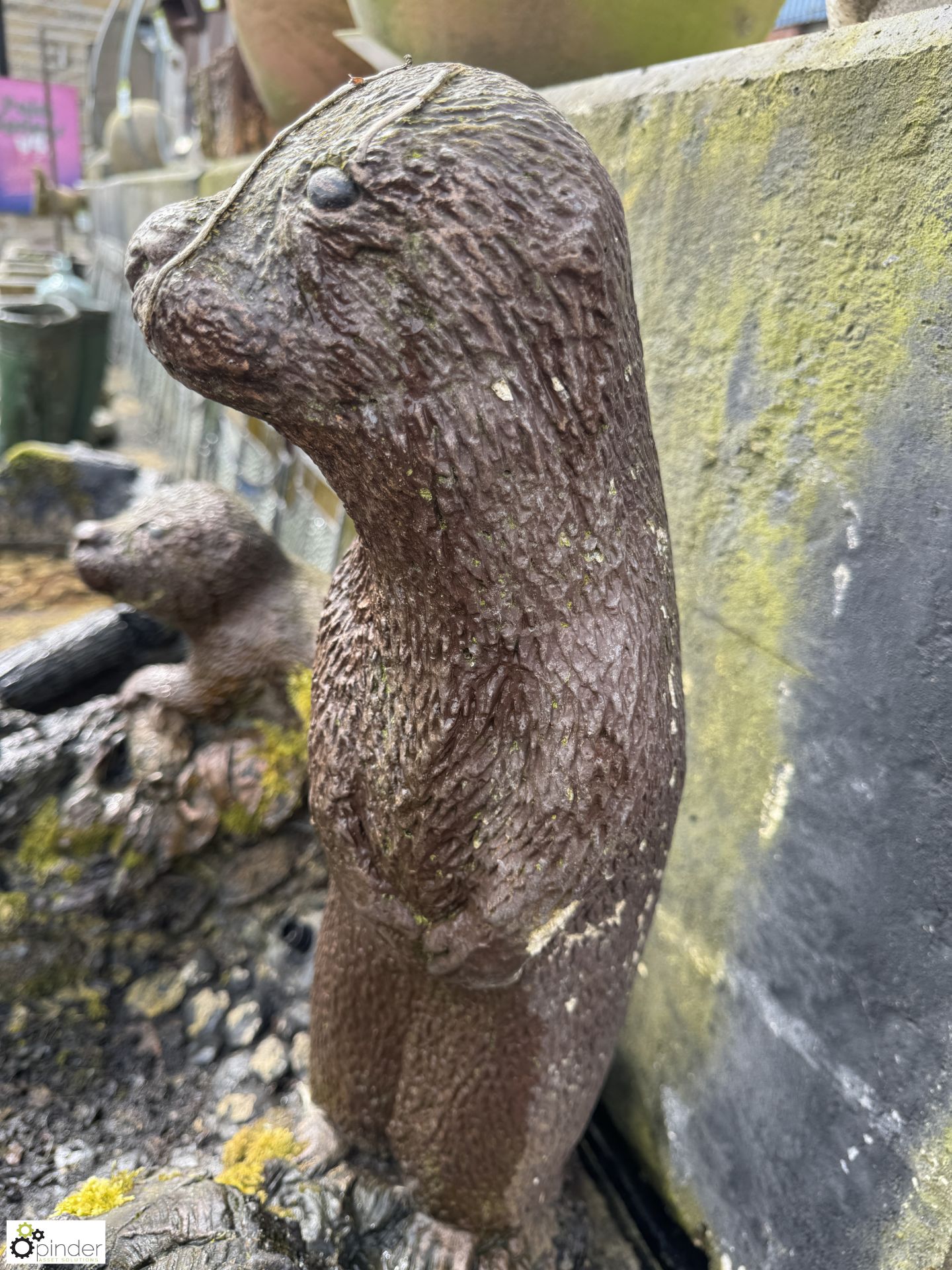 A reconstituted stone Water Feature depicting 2 otters and faux bois decoration, approx. 22in x - Image 5 of 6