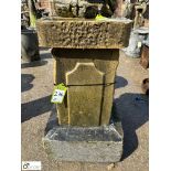 A 3-tier Yorkshire stone Statue Plinth, with fielded panels, approx. 31in x 21in x 21in