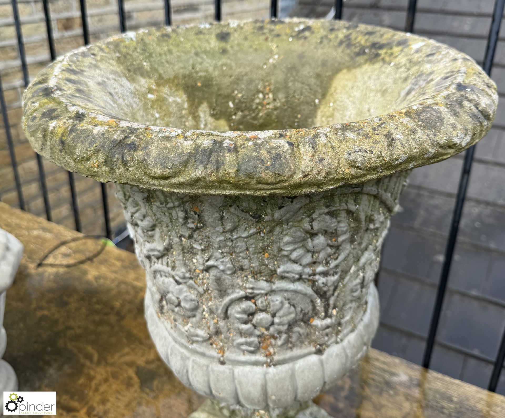 A pair reconstituted stone Planters, with egg and dart floral and gadrooning decorations, approx. - Image 7 of 8