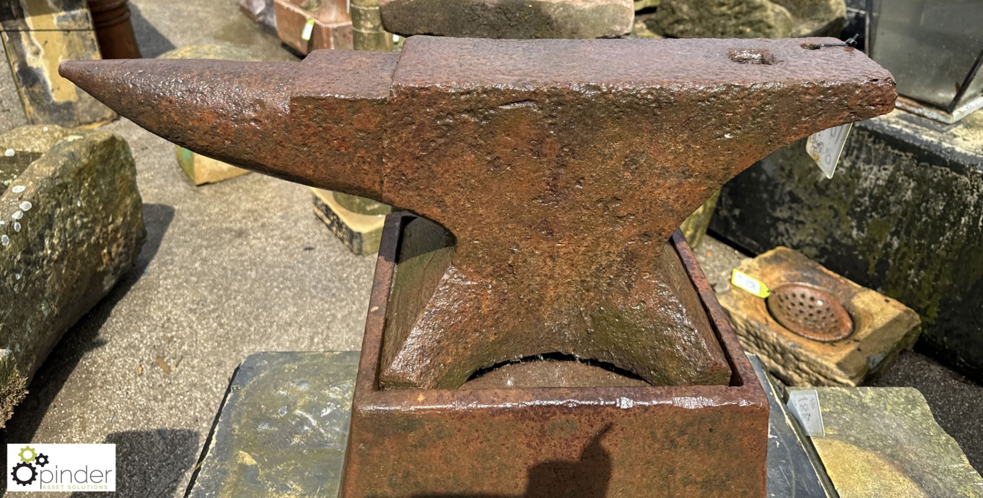 An original Georgian blacksmith Anvil, on an original cast iron base with maker’s mark “Carter’s - Image 7 of 8