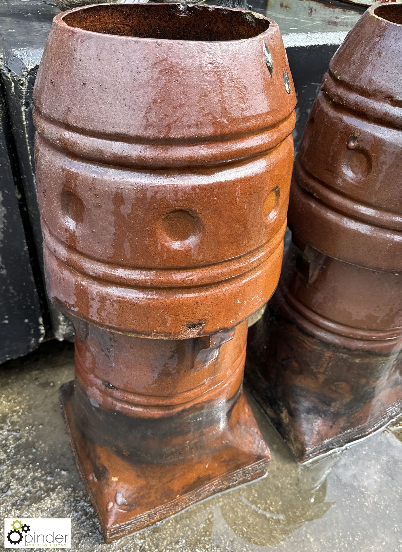 A pair Victorian salt glazed terracotta Chimney Pots, approx. 30in (affectionately known as pawns - Image 3 of 7