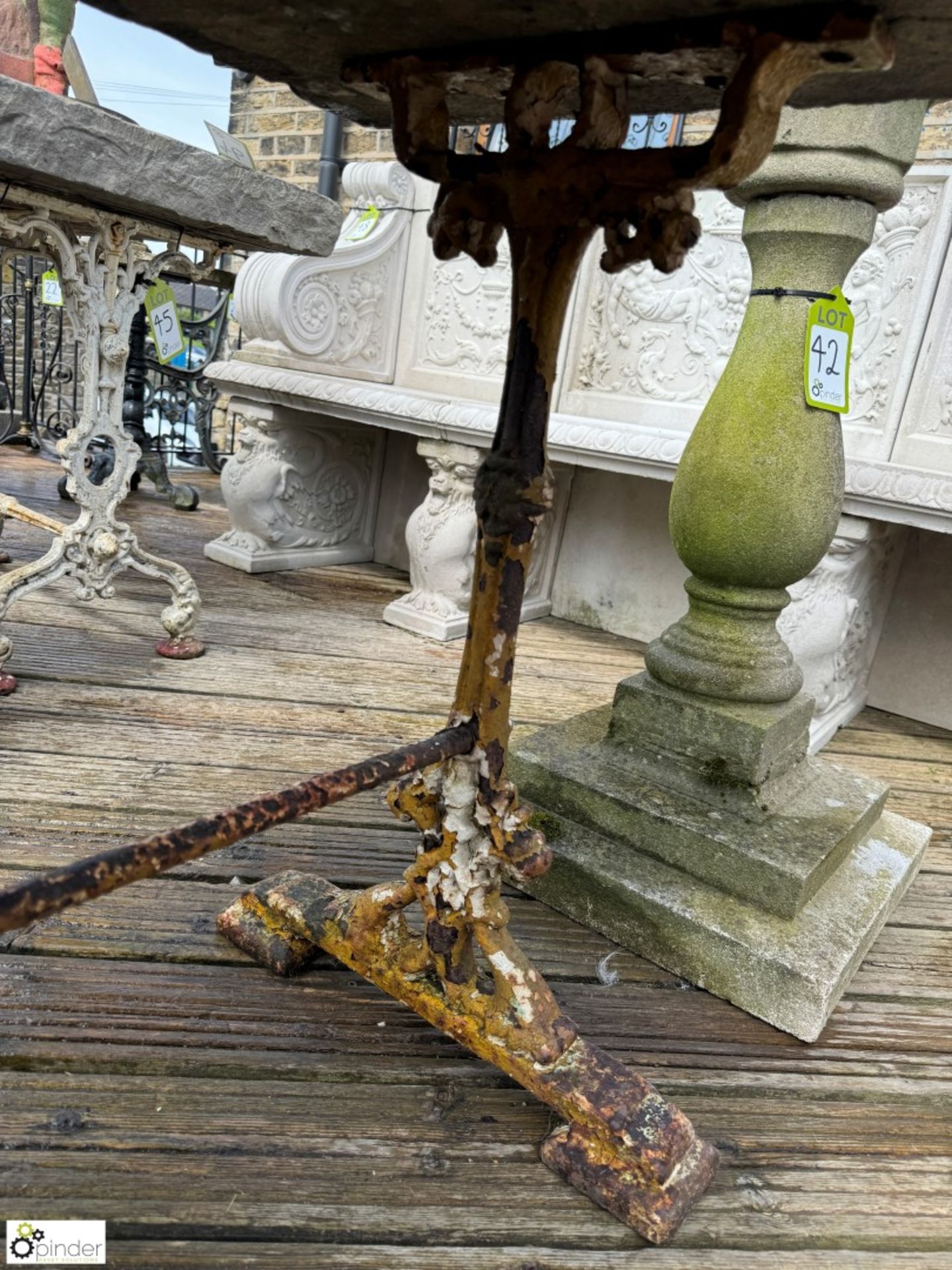 An original Victorian cast iron Conservatory Table Base, with original stretcher, approx. 29in x - Image 7 of 8