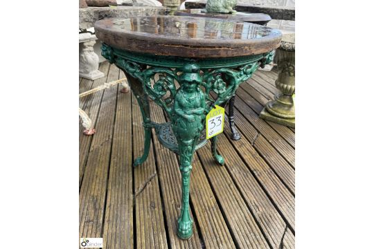 An original Victorian Britannia round cast iron Conservatory/Orangery Table, makers mark “Harrop - Image 2 of 7