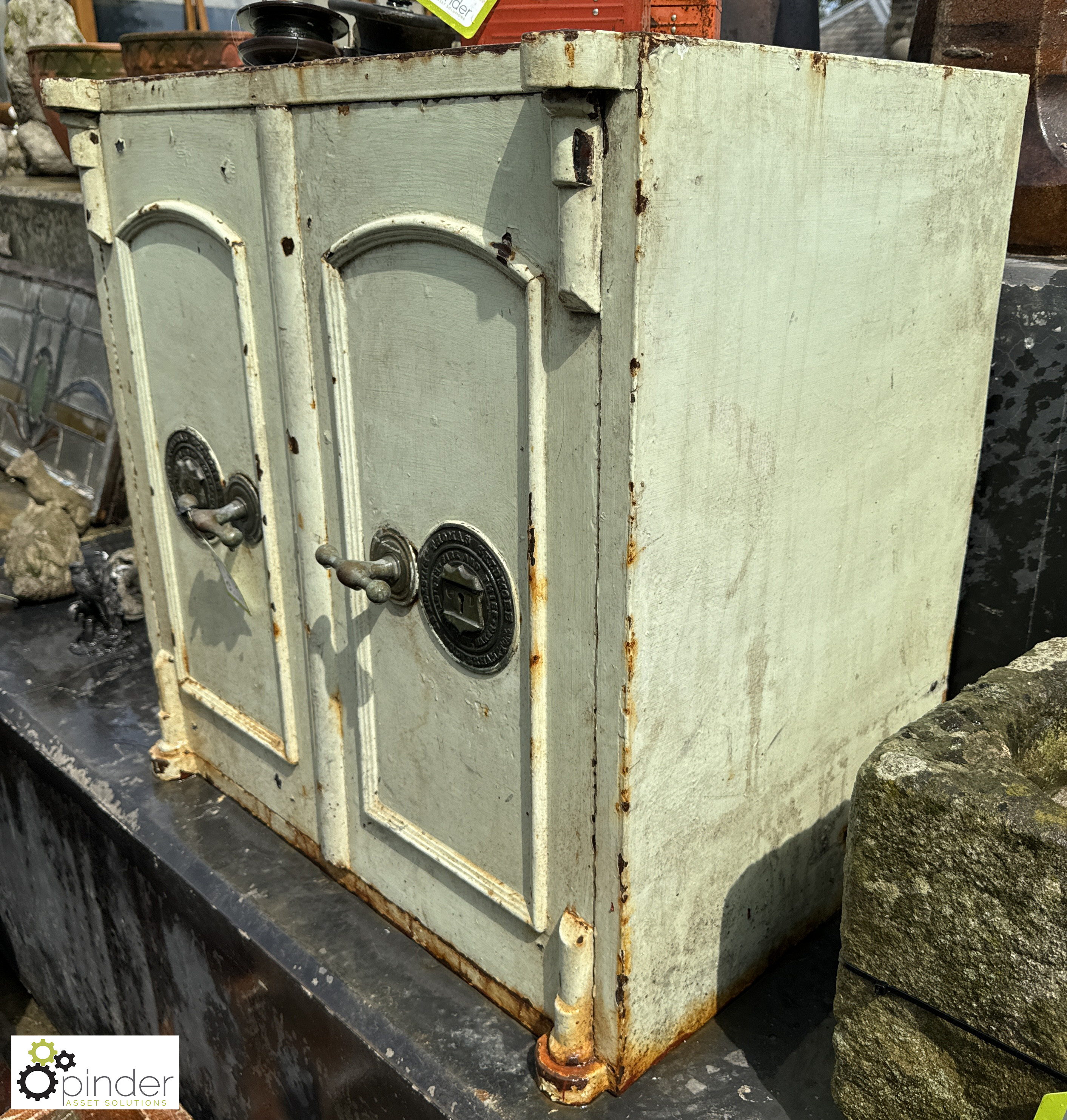 A Victorian double door Safe, with bronze handles and bronze maker’s plaque “Thomas Skidmore, - Image 2 of 15