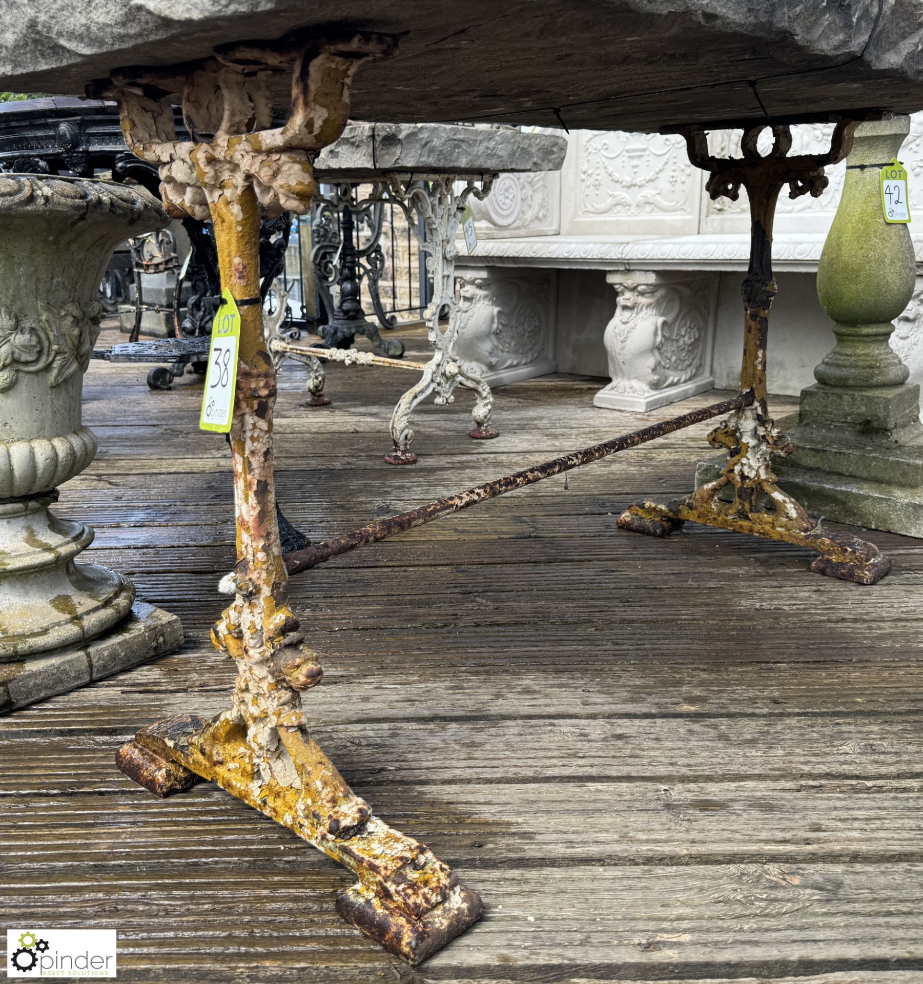 An original Victorian cast iron Conservatory Table Base, with original stretcher, approx. 29in x