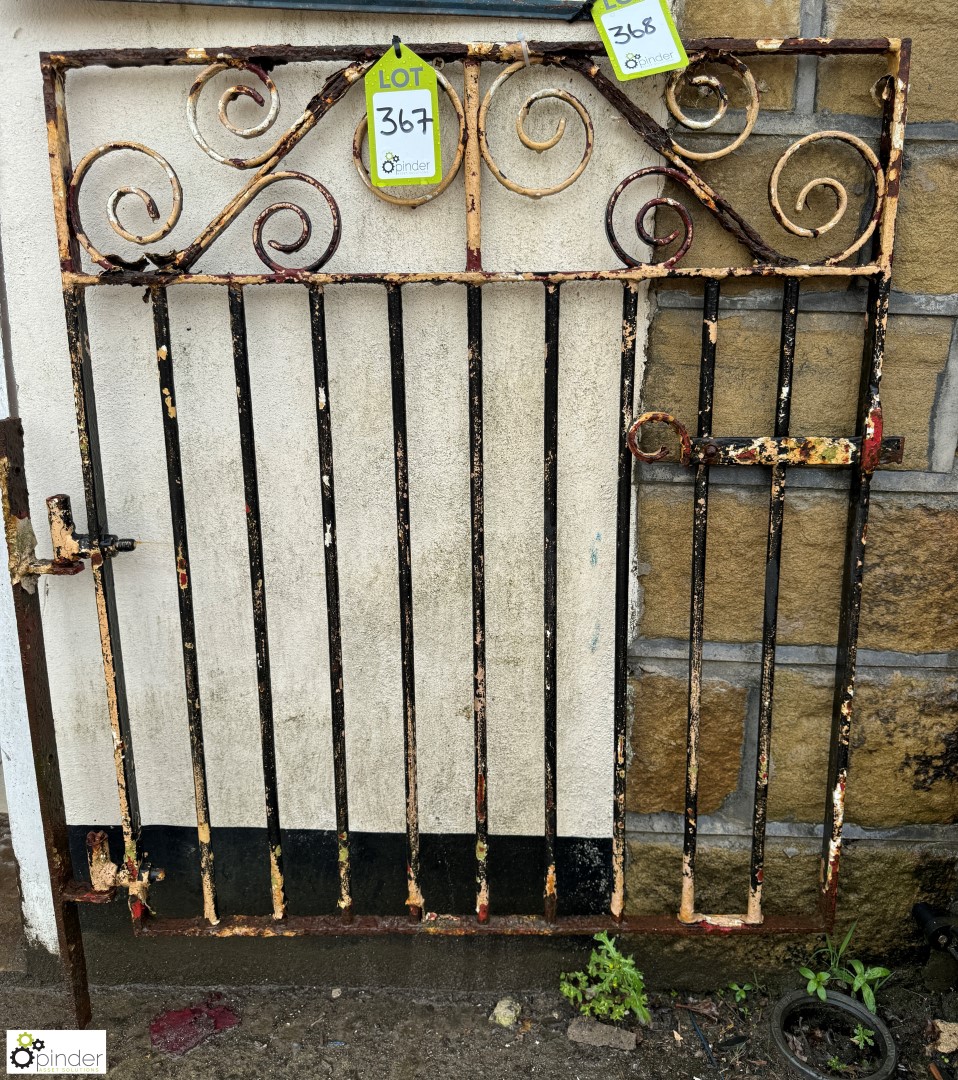 A wrought iron Pedestrian Gate, with scroll work decoration, approx. 40in x 34in x, circa mid 1900s