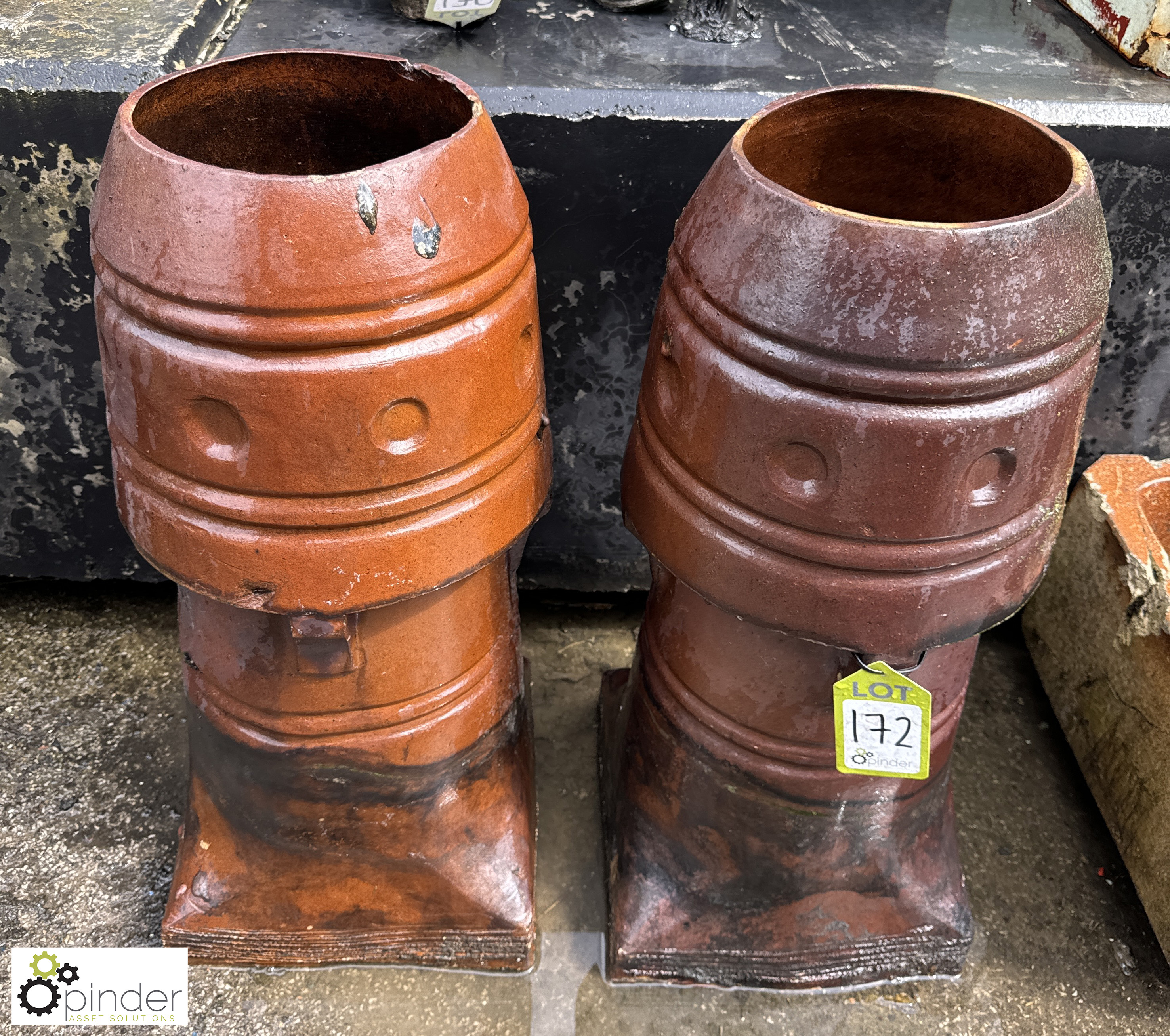 A pair Victorian salt glazed terracotta Chimney Pots, approx. 30in (affectionately known as pawns - Image 2 of 7