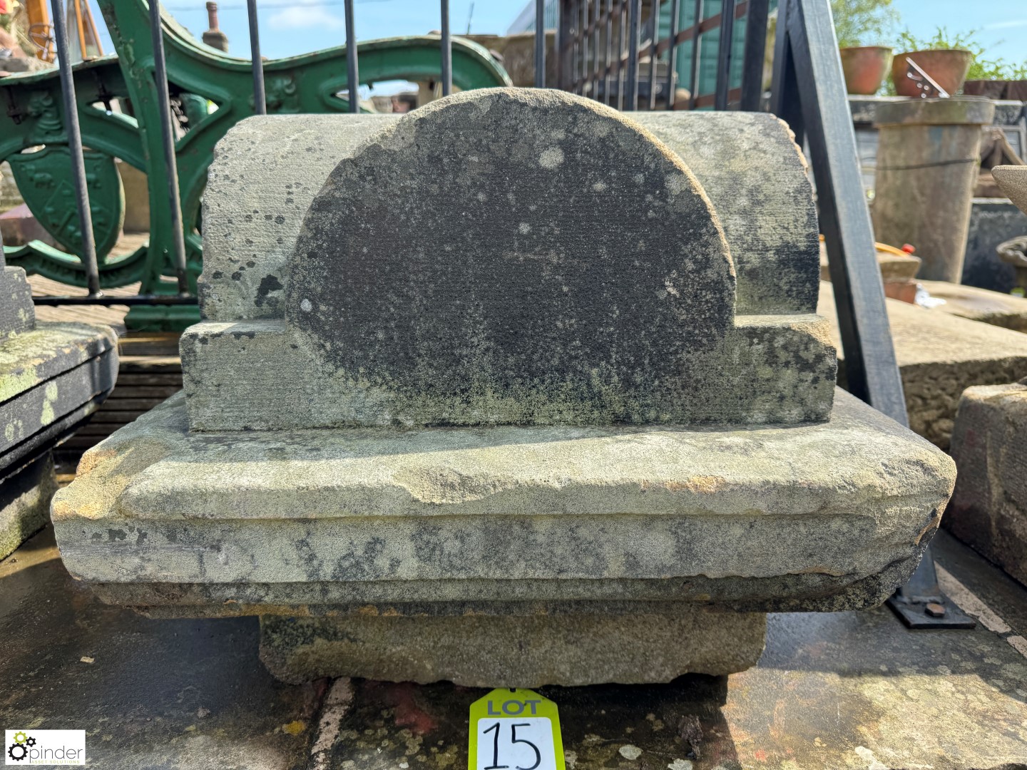 A pair Edwardian Yorkshire stone carved Pier Caps, approx. 17in x 21in x 21in - Image 4 of 7