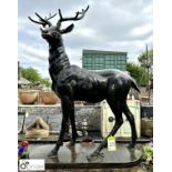 An impressive large cast iron Stag Garden Statue, with 6-point antlers, approx. 58in x 40in, circa