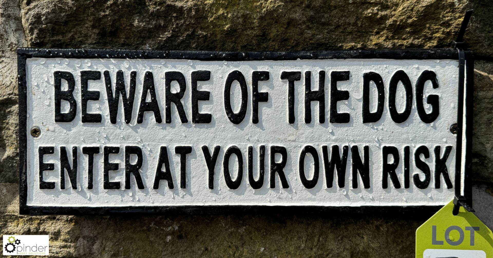 A cast iron Sign “Beware of the Dog Enter at Owner’s Risk”, approx. 5in x 14in long - Image 2 of 3