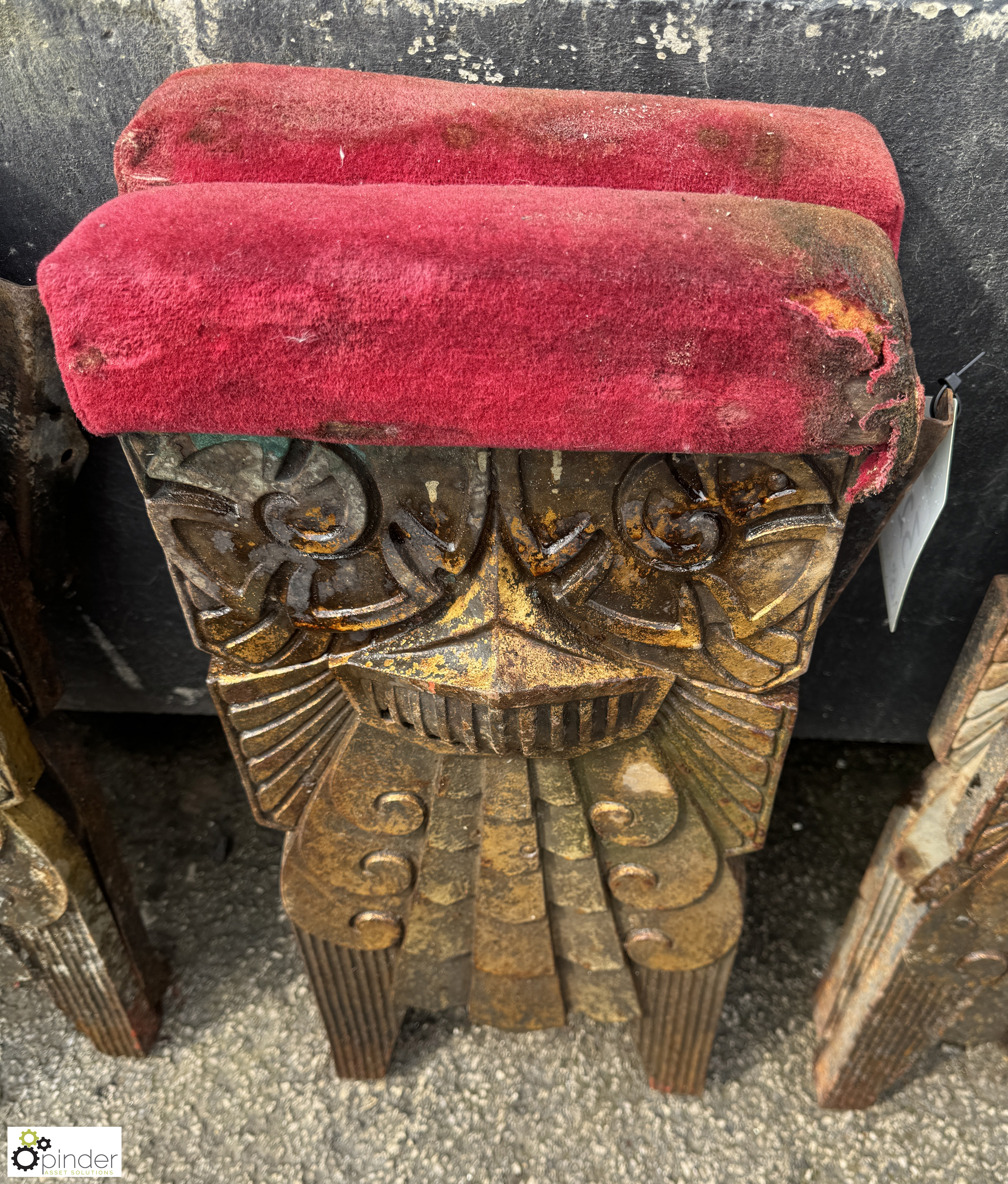 An original pair Art Deco cast iron Cinema Seat Ends, approx. 23in x 11in, from the Paramount - Image 2 of 7