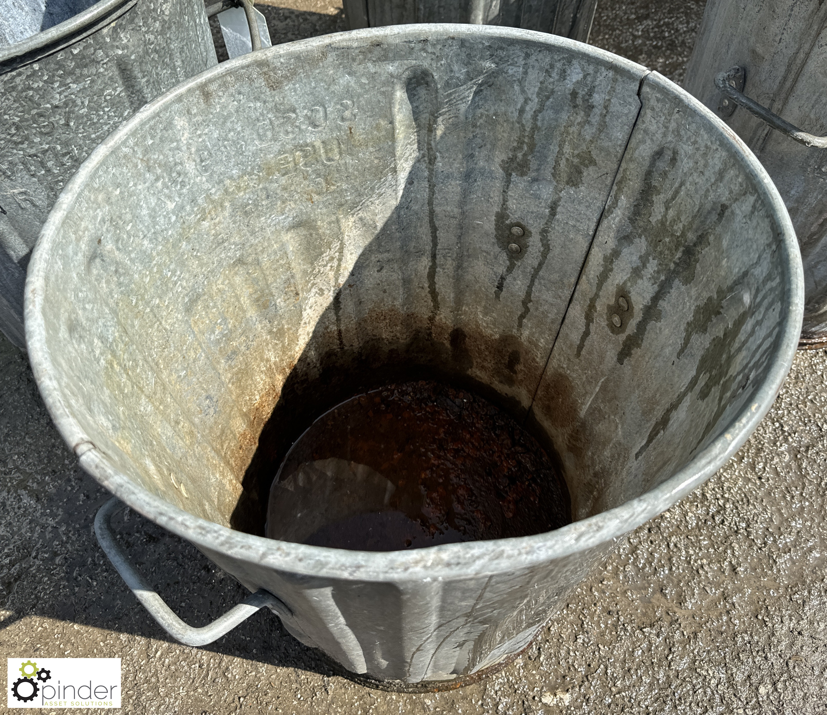 Antique galvanised metal Dustbin, with lifting handles, approx. 22in x 18in diameter, circa early to - Image 2 of 4