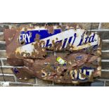 An old, weathered enamel Sign “Bentley & Shaw Limited, Lockwood Brewery”, approx. 35in x 55in