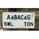A cast aluminium Crane Sign “Aabacas standard weight load/ton”, approx. 15in x 30in long