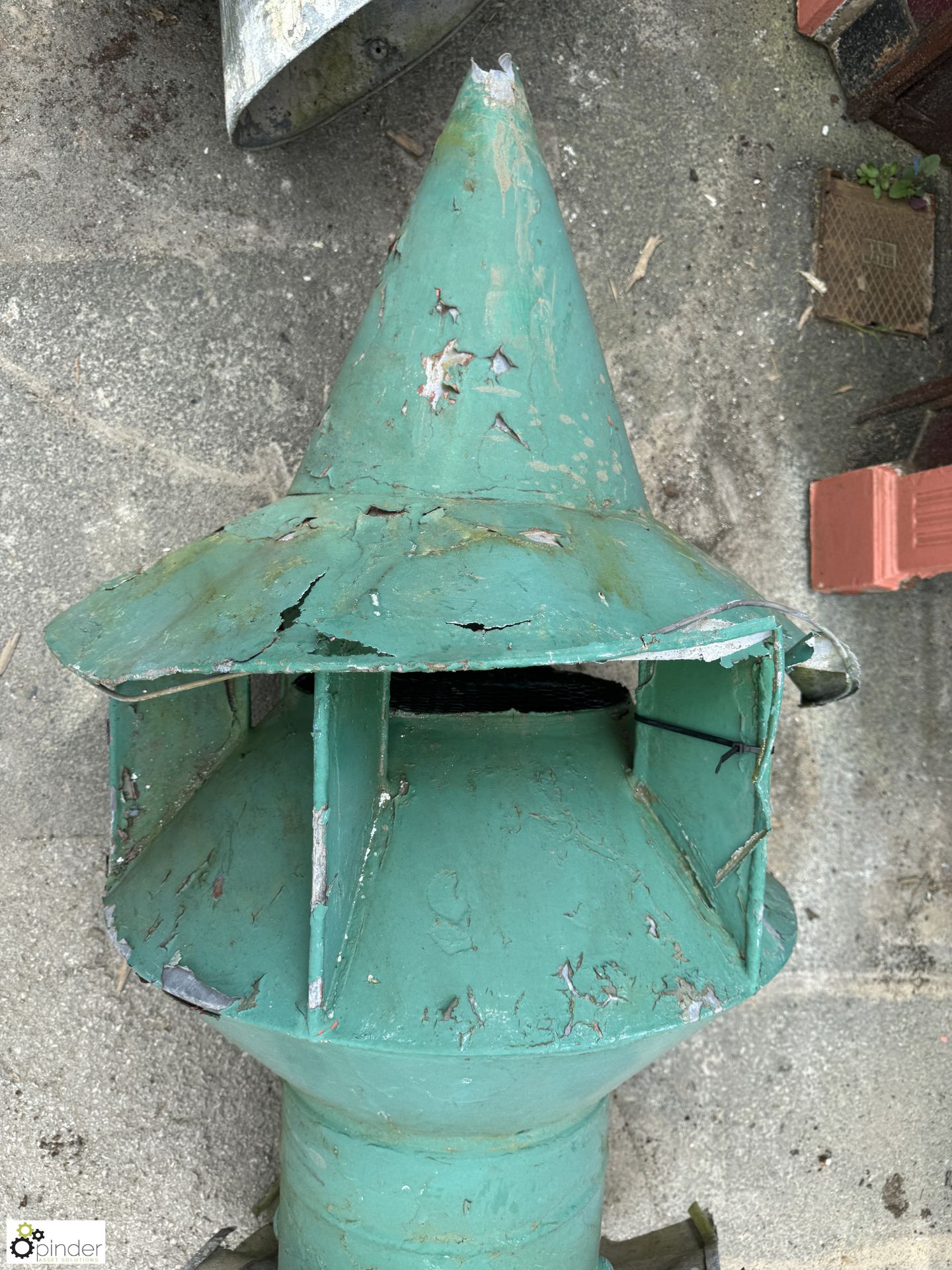 A green galvanised metal factory roof vent. Approx 55” H - Image 2 of 4