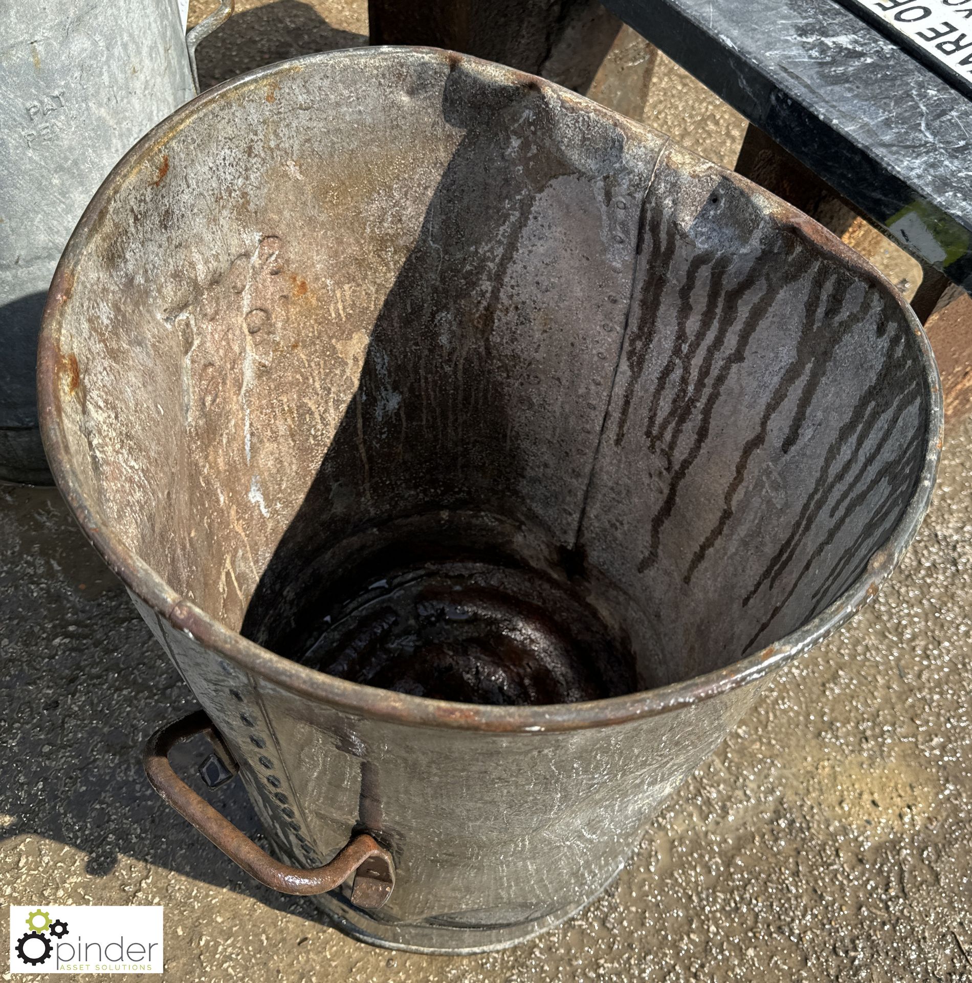 Antique galvanised metal Dustbin, with lifting handles, approx. 2ft x 17in diameter, circa early - Image 4 of 5