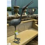 A bronze Pond Statue, depicting Japanese crane bird, approx. 35in