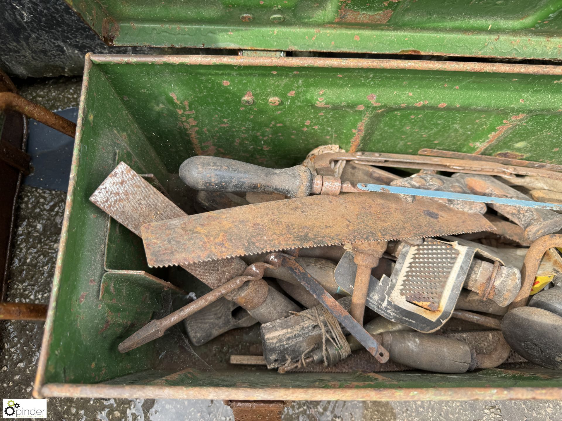 A metal Ammunition Box, with handles, approx. 9in x 9in x 22in, inside is a selection of vintage - Image 4 of 6