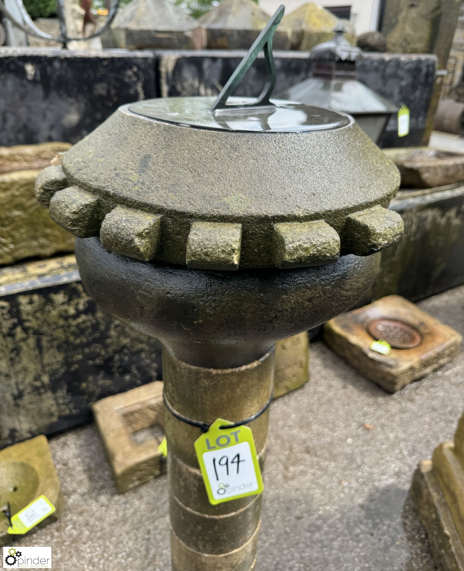 A Yorkshire stone round 5-tier decorative Sundial Plinth, with original Victorian bronze sundial - Image 3 of 9