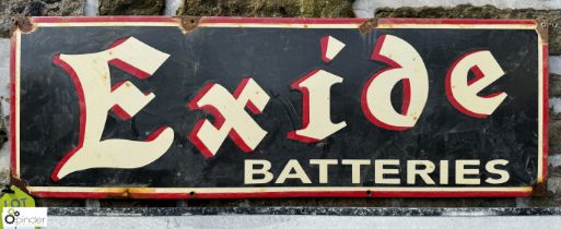 A vintage enamel Sign “Exide Batteries”, approx. 12in x 12in x 36in, circa 1920 to 1940s